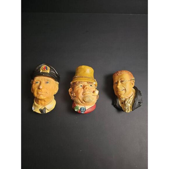Unlisted Other - Set Of 3 Bossons Chalkware Sea Captain Uriah Heep Paddy Wall Plaques